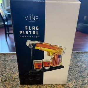 New Flag Pistol Decanter Set - American Flag